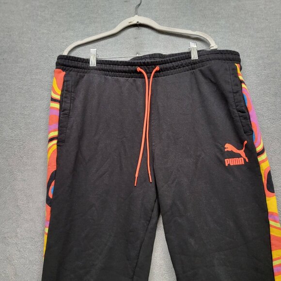 Puma Men Activewear Pants XXL Black Sweatpants Jogger Logo 28" - Picture 2 of 10